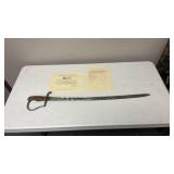World War 1 Imperial German Artillery Saber c. 1914 with c.o.a.