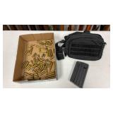 Assorted ammunition and shells with tactical pouch and magazine