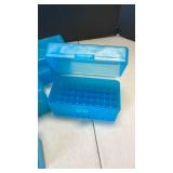 Dillon  Precision blue plastic medium rifle and .233 ammo cartridge boxes
