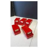 Red plastic .45 ammo cartridge boxes