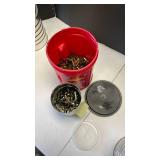 .357 MAG coffee can half full of shells with small coffee can of primed ready to load shells