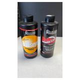 Alliant Powder Bullseye smokeless pistol powder (1 is 1/4 full other is just above that)