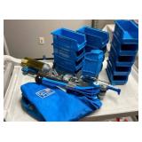 Dillon Precision reloading press with carry bag and bins