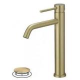 Modern Single Hole Single Handle Bathroom Vanity Vessel Sink Faucet, Brushed Gold