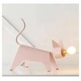 JONATHAN Y Penelope 11.75 in. Modern Industrial Iron Feline LED Kids Lamp, Pink
