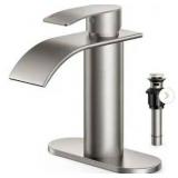 Anza Single-Handle Bathroom Faucet with Deckplate Included and Spot Resistant in Brushed Nickel