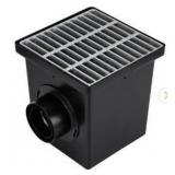 NDS 12 in. Square Catch Basin Drain Kit with 2-Opening Catch Basin Steel Grate 2-Outlet Adapters 1-Outlet Plug