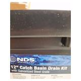 NDS 12 in. Square Catch Basin Drain Kit with 2-Opening Catch Basin Steel Grate 2-Outlet Adapters 1-Outlet Plug