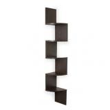 Danya B. Large Laminated Walnut Veneer Corner Wall Mount Shelf