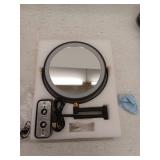 8.6 in. Small Round 10X Magnifying LED Touch Screen Type-c Port with Built-in Battery Wall Makeup Mirror in Black And Gold