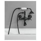 BWE 3-Handle Wall Mount Claw Foot Tub Faucet with Hand Shower in Matte Black