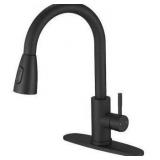 BWE Single Handle Pull Down Sprayer Kitchen Faucet Commercial Kitchen Sink Faucet, in Black