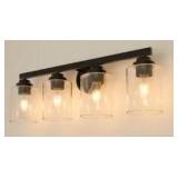 allen + roth Emeryson 24.5-in 4 -Light Matte Black Transitional Vanity light