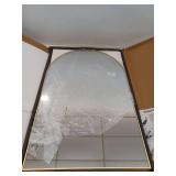 24 in. W x 36 in. H Arched Metal Framed Wall Bathroom Vanity Mirror Gold