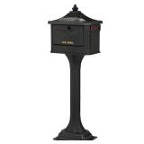 Pedestal Black, Large, Aluminum, Locking, All-In-One Mailbox and Post Combo