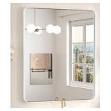30 in. W x 36 in. H Modern Rectangular White Bathroom Mirrors Aluminum Framed Wall Bathroom Vanity Mirror