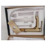 Single Handle Single Hole Bathroom Faucet, Brushed Gold