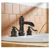 BWE 8 in. Waterfall Widespread 2-Handle Bathroom Faucet With Pop-up Drain Assembly in Oil Rubbed Bronze
