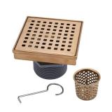 Designline 4 in. x 4 in. Stainless Steel Square Shower Drain with Square Pattern Drain Cover in Champagne Bronze