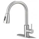 HOMEMYSTIQUE Brushed Nickel 17.3 in. H Pull Down Sprayer Kitchen Faucet with 360 Degree Spout Swivel