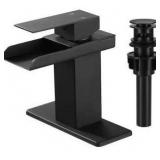 AKLFGN Waterfall Single Hole Single-Handle Low-Arc Bathroom Faucet in Matte Black