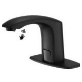 BWE Automatic Sensor Touchless Bathroom Sink Faucet With Deck Plate In Matte Black