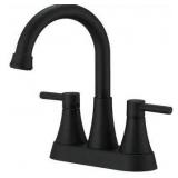 BWE 4 in. Centerset 2-Handle High-Arc Bathroom Faucet in Matte Black