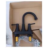 BWE 4 in. Centerset 2-Handle High-Arc Bathroom Faucet in Matte Black