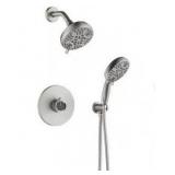 EVERSTEIN 1-Handle 5-Spray Round Rain Shower Faucet Combo Set 1.8 GPM with Dual Function Pressure Balance Valve in Brushed Nickel