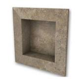 17 in. x 17 in. Square Recessed Shampoo Caddy in Mocha Travertine