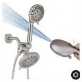 5.5 in. 8-Spray Wall Mount Dual Fixed and Handheld Shower Head 1.8 GPM in Brushed Nickel