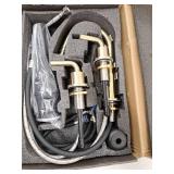 AKLFGN 8 in. Widespread Double Handle Bathroom Faucet 3 Hole Pull Down Sink Faucet with Pop-Up Drain in Brushed Gold