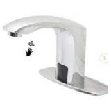 BWE Automatic Sensor Touchless Bathroom Sink Faucet With Deck Plate In Polished Chrome