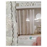 Ink+Ivy 72"x72" Imani Chenille Striped Cotton Printed Shower Curtain Ivory : Microfiber, Machine Washable, Non-Slip Backing