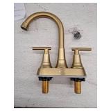 Forious pro 4 in. Centerset Double Handle Bathroom Faucet with Pop-Up Drain in Gold