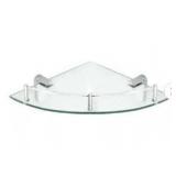 Oval 10.5 in. x 10.5 in. Glass Corner Shelf with Pre-Installed Rail in Polished Chrome