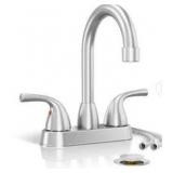 Brushed Nickel Bathroom Sink Faucet with Deck Plate
