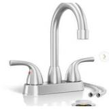 Brushed Nickel Bathroom Sink Faucet with Deck Plate