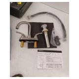 Brushed Nickel Bathroom Sink Faucet with Deck Plate