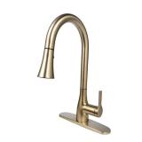 Flow Classic Single-Handle Pull-Down Sprayer Kitchen Faucet in Champagne Gold