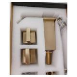 Modern 8 in. Widespread Double Handle Bathroom Sink Faucet in Brushed Gold