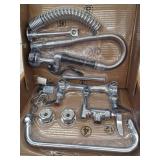 Commercial Faucet 21 in. H, 8 in. Center 12 in. Double Handle Pull Down Sprayer Kitchen Faucet in Silver