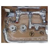 Commercial Faucet 21 in. H, 8 in. Center 12 in. Double Handle Pull Down Sprayer Kitchen Faucet in Silver