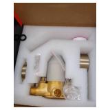 sumerain Shower Faucet Set Brushed Gold, Anti-scald Pressure Balance Valve, 8 Inches Extra-thin Rain Shower Head