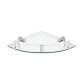 Oval 10.5 in. x 10.5 in. Glass Corner Shelf with Pre-Installed Rail in Polished Chrome