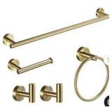 5-Piece Bath Hardware Set with Towel Ring Toilet Paper Holder Towel Hook and Towel Bar in Brushed Gold