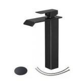 BWE Waterfall Single Hole Single Handle Bathroom Vessel Sink Faucet With Pop-up Drain Assembly in Oil Rubbed Bronze