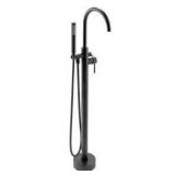 AKDY 1-Handle Freestanding Floor Mount Tub Faucet Bathtub Filler with Hand Shower in Matte Black