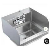 Commercial Hand Sink with Faucet and Side Splash, Stainless Steel Sink for Washing, Small Hand Washing Sink