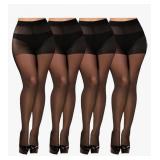 Sheer Black Tights for Women Control Top Run Resistant Pantyhose Reinforced Toe Tummy Control Stockings 4 pack